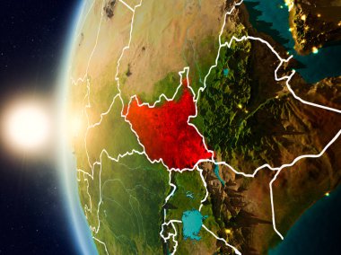 Günbatımı Güney Sudan uzaydan yukarıda