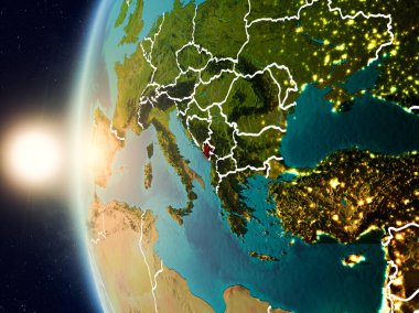 Günbatımı Karadağ uzaydan yukarıda