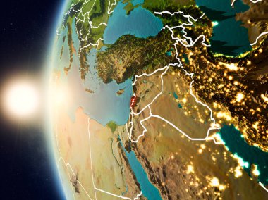 Lübnan'dan alan yukarıda günbatımı