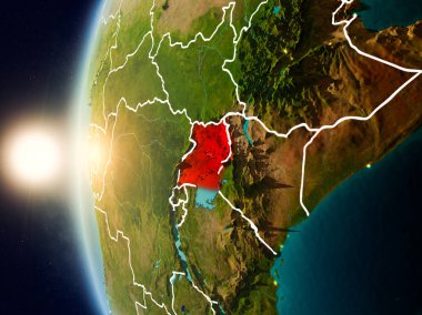 Günbatımı Uganda uzaydan yukarıda