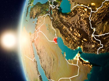 Günbatımı Kuveyt uzaydan yukarıda