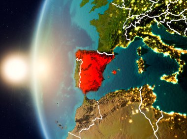 Günbatımı İspanya uzaydan yukarıda