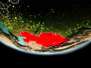 Kırmızı akşam Kazakistan