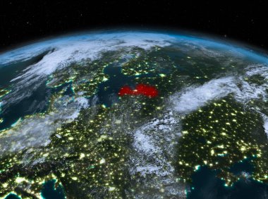 Letonya gece uzaydan