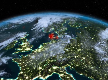 Danimarka gece uzaydan