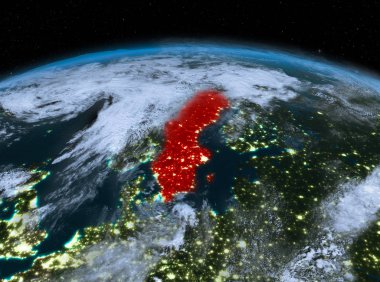 İsveç gece uzaydan