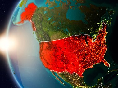 Günbatımı ABD uzaydan yukarıda