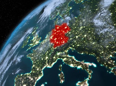 Planet Earth gece uzayda Almanya