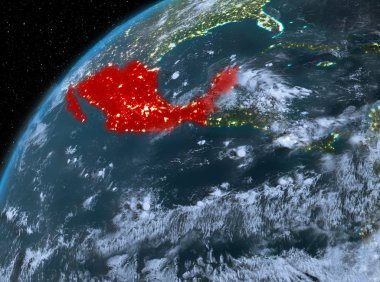 Meksika Planet Earth gece uzayda