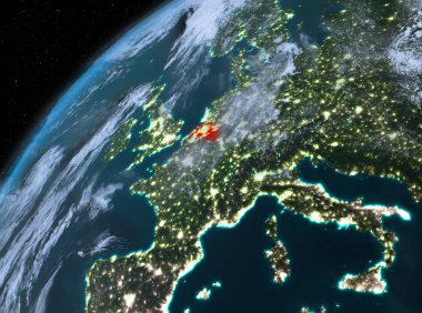 Planet Earth gece uzayda Belçika