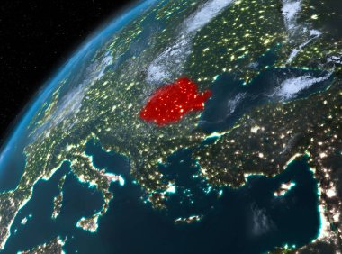 Planet Earth gece uzayda Romanya