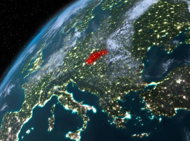 Planet Earth gece uzayda Slovakya