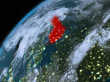 Planet Earth gece uzayda Finlandiya