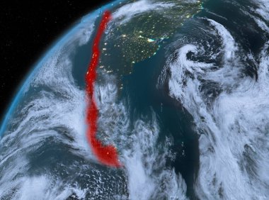 Planet Earth gece uzayda Şili