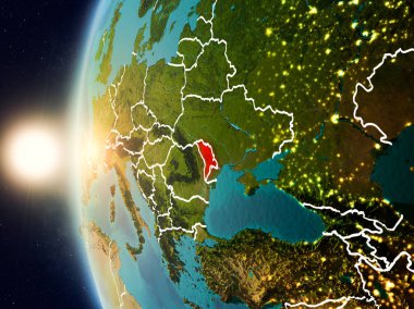 Günbatımı Moldova uzaydan yukarıda