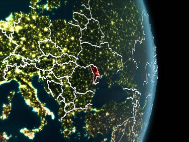 Moldova yörünge görünümü geceleri