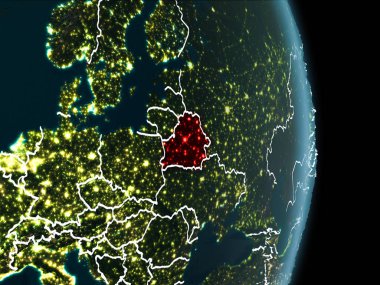 Beyaz Rusya'nın yörünge görünümü geceleri