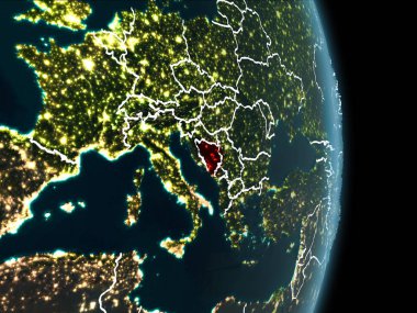 Bosna-Hersek yörünge görünümü geceleri