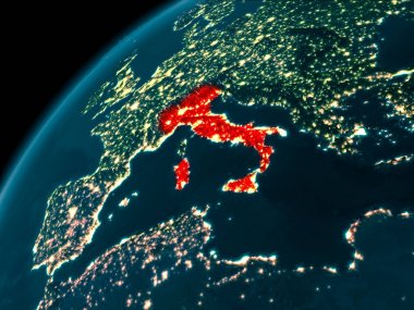 Dünya üzerinde gece İtalya