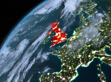 Planet Earth gece uzayda Amerika Birleşik Devletleri