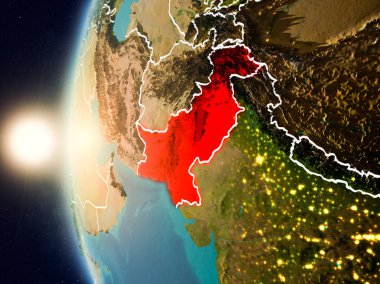 Uzaydan gelen Pakistan yukarıda günbatımı