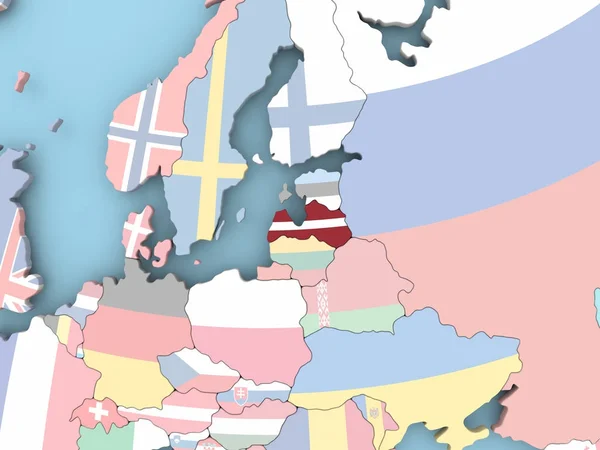 标志的地球的拉脱维亚地图 — 图库照片
