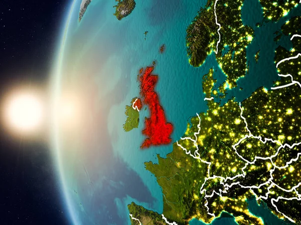 Günbatımı İngiltere uzaydan yukarıda