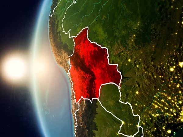 Günbatımı Bolivya uzaydan yukarıda