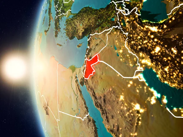 Ürdün'den alan yukarıda günbatımı