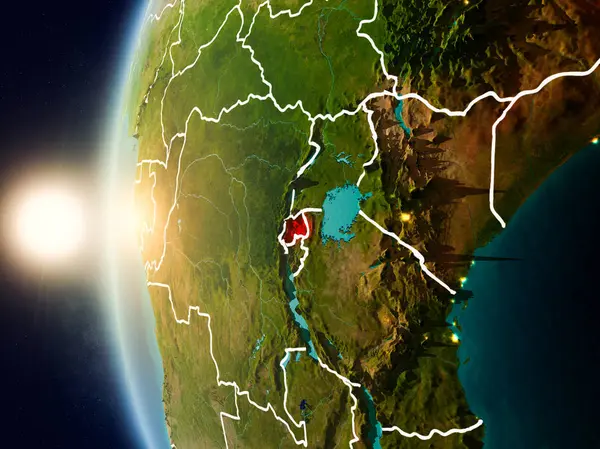 Günbatımı Ruanda uzaydan yukarıda