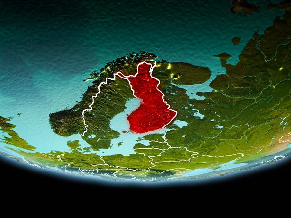 Finlandia en rojo por la noche —  Fotos de Stock
