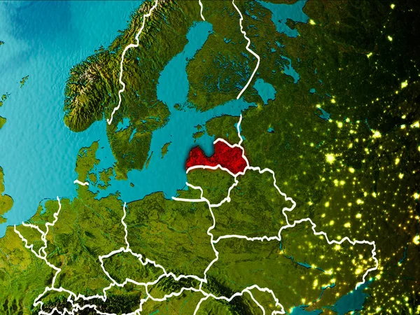 Karte von Lettland auf der Erde — Stockfoto