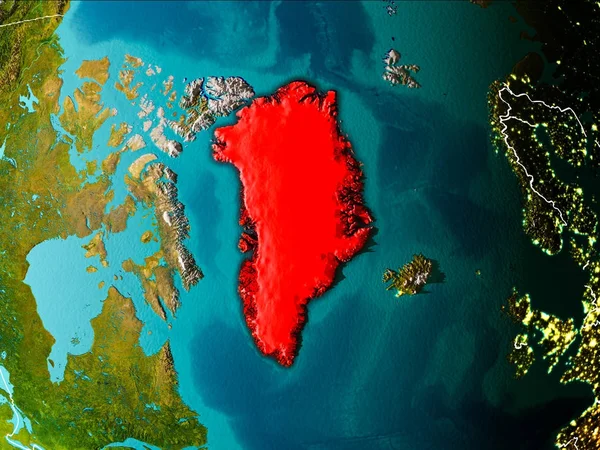 Yeryüzünde Grönland Haritası — Stok fotoğraf