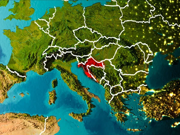 Yeryüzünde Hırvatistan Haritası — Stok fotoğraf