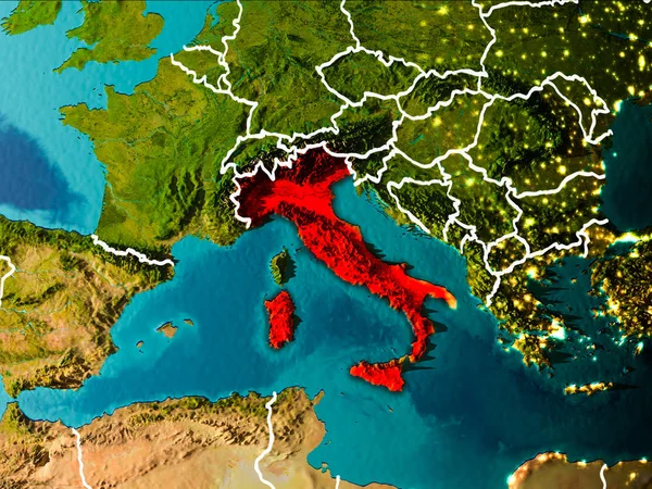 Χάρτη της Ιταλίας στη γη — Φωτογραφία Αρχείου
