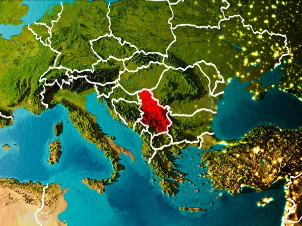 Карта Сербии на Земле — стоковое фото
