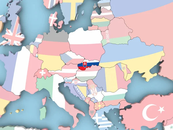 Mapa de Eslovaquia con la bandera en el mundo —  Fotos de Stock