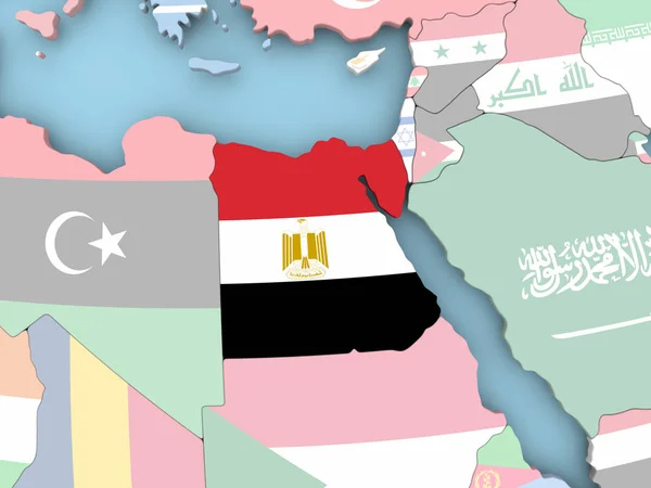 Mappa dell'Egitto con bandiera sul globo — Foto Stock