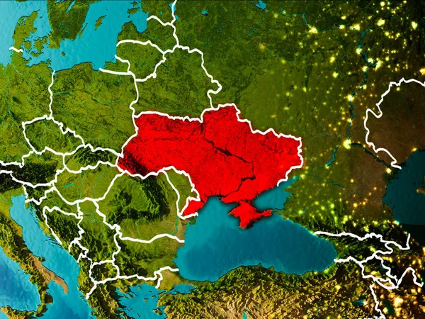 Karte der Ukraine auf der Erde — Stockfoto
