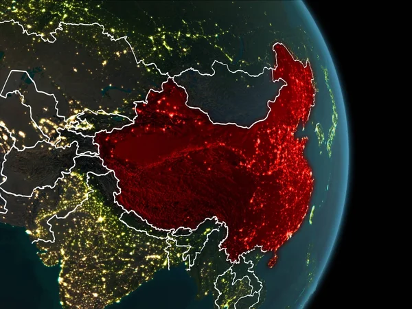 Orbit view of China at night — Stock Photo, Image