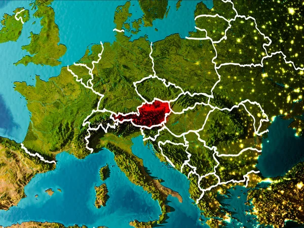 地球上のオーストリアの地図 — ストック写真