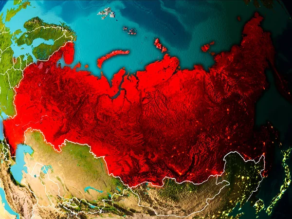 Map of Russia on Earth