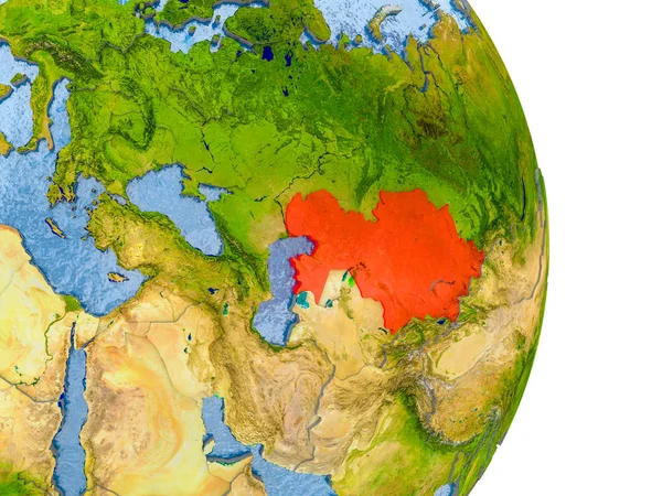 Cazaquistão em globo realista — Fotografia de Stock
