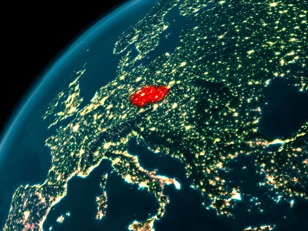 Tschechische Republik bei Nacht auf der Erde — Stockfoto