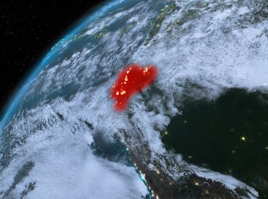 Planet Earth gece uzayda Ekvador