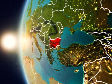 Günbatımı Bulgaristan uzaydan yukarıda
