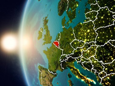 Günbatımı Belçika uzaydan yukarıda