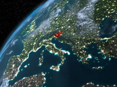 Planet Earth gece uzayda Slovenya