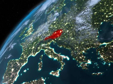 Planet Earth gece uzayda Avusturya