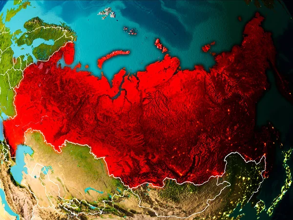 Mapa de Rusia en la Tierra — Foto de Stock